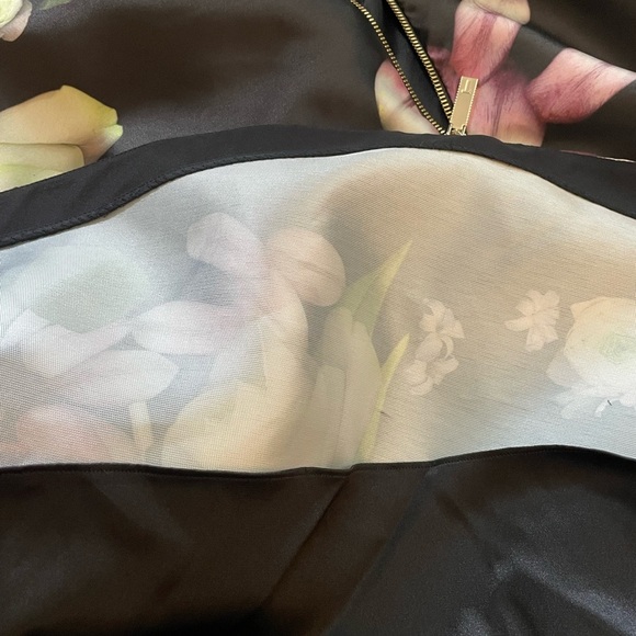 Ted Baker Rosa Kensington Black Floral Sleeveless Flare Midi Dress US Size 12 - Picture 9 of 16